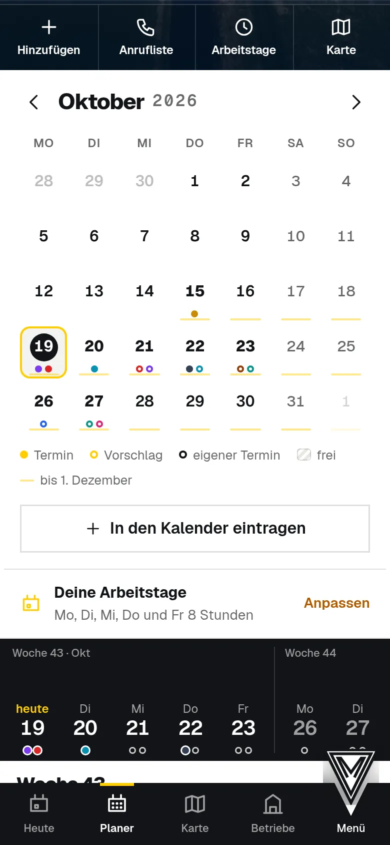 Der Planer: Ein Punkt ist ein Termin, ein Ring ein Vorschlag.