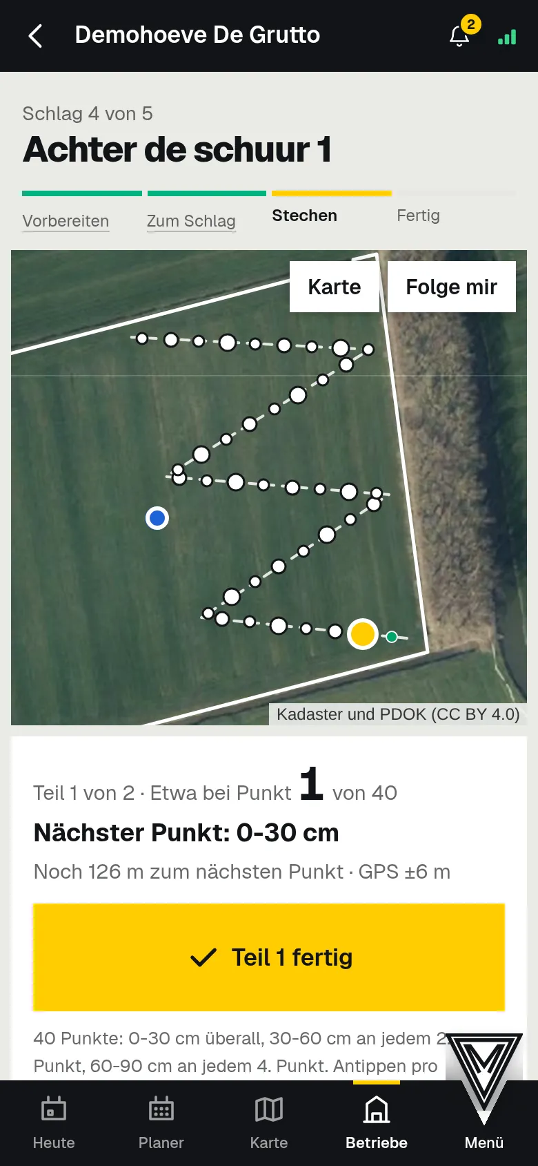Stechen: Das GPS verfolgt die Route.