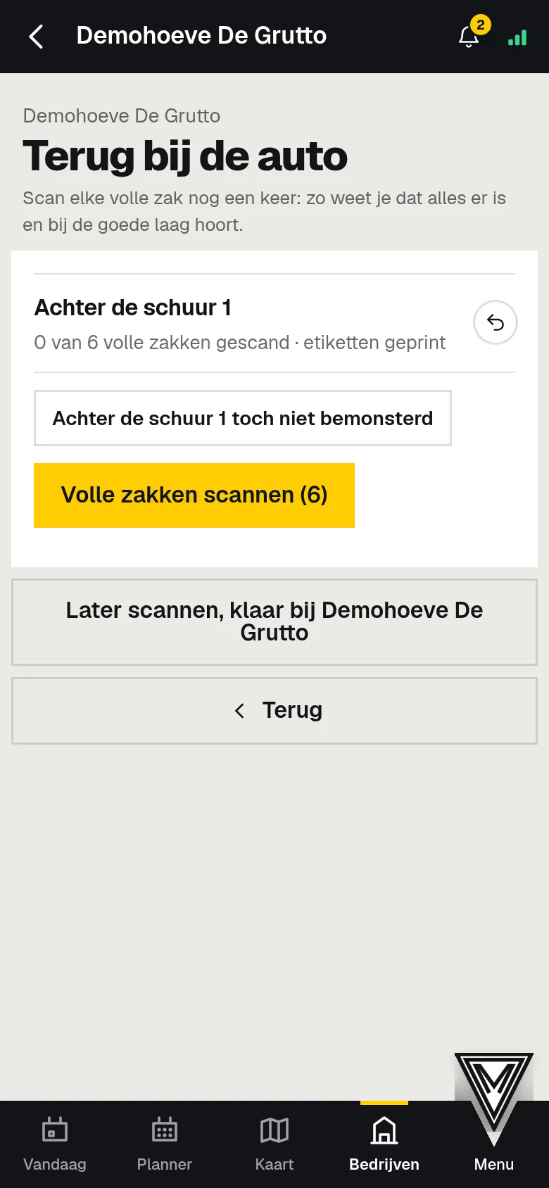 Bij de auto: de volle zakken nog een keer scannen.